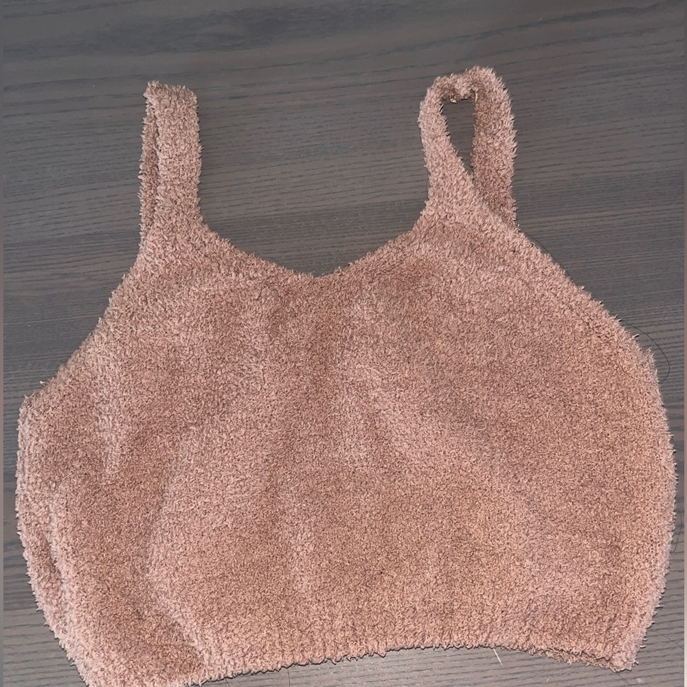 Soft clam brown cropped tank buttery soft furry top, worn once good condition